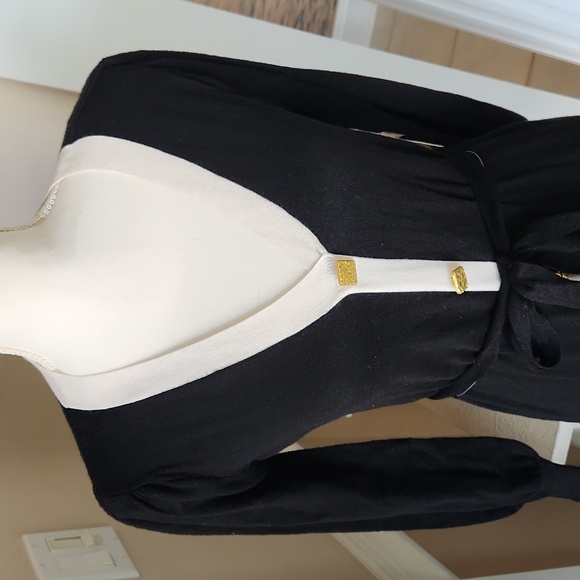 NWT madison +Hudson black,and white PS size knit sweater dress with gold b - Picture 3 of 16